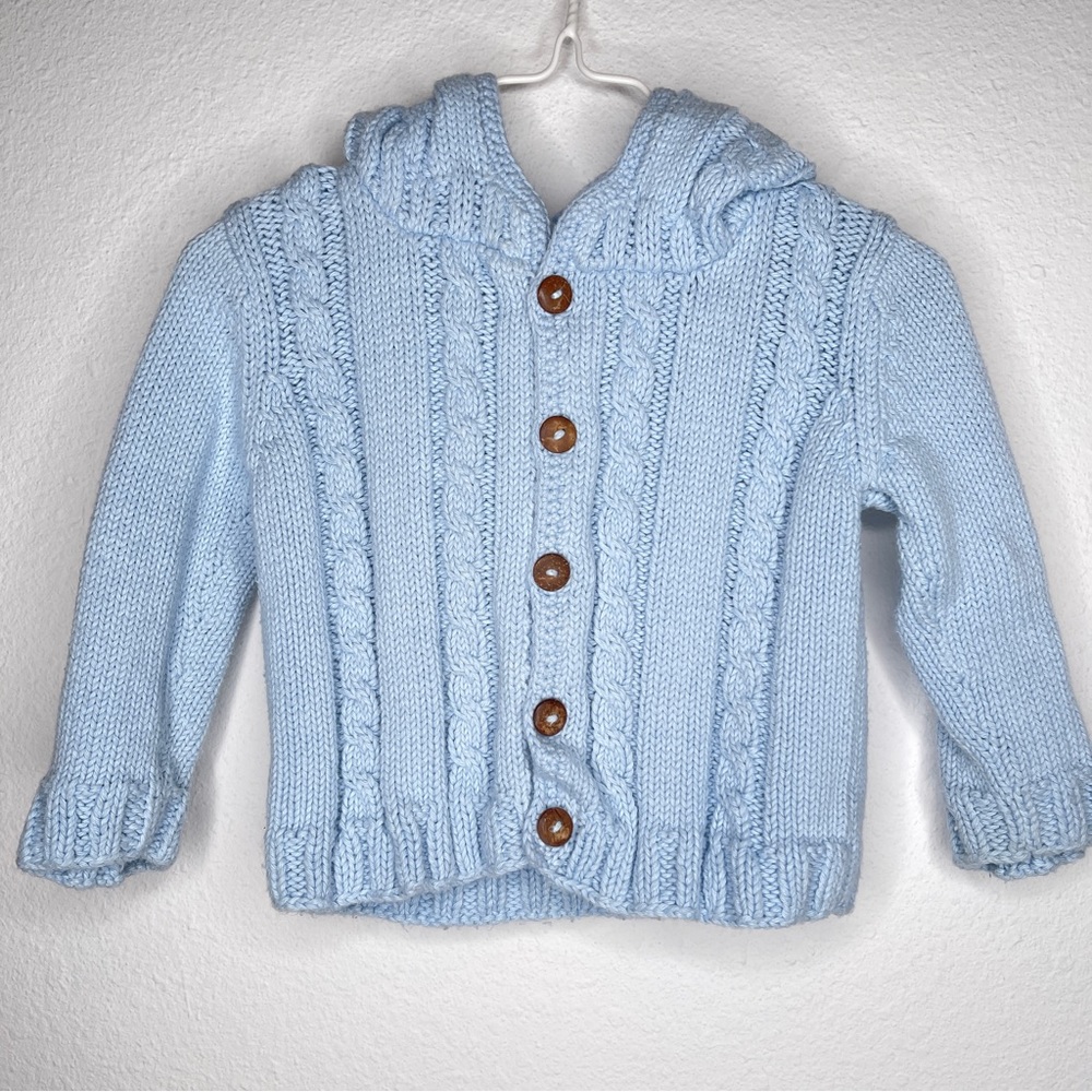 classic blue cable knit cardigan sweater hoodie coat jacket